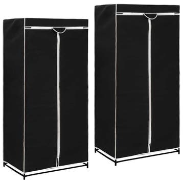 vidaXL Kledingkasten 2 st 75x50x160 cm zwart, Huis en Inrichting, Verzenden, Nieuw