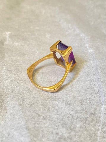 Ring - 18 karaat Geel goud Amethist