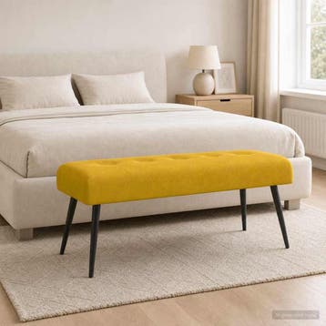 vidaXL Bank met knopen tufting Geel 110 x 40 x 46 cm fluweel, Verzenden