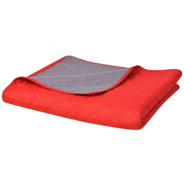 vidaXL Dubbelzijdige quilt bedsprei rood en grijs 170x210 cm, Maison & Meubles, Chambre à coucher | Linge de lit, Envoi
