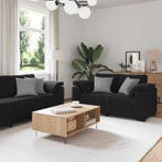 vidaXL 3-delige Loungeset met kussens fluweel zwart, Huis en Inrichting, Verzenden, Nieuw