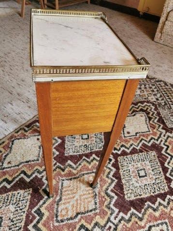 Salontafel - Hout, Marmer, Messing - nachtkastje