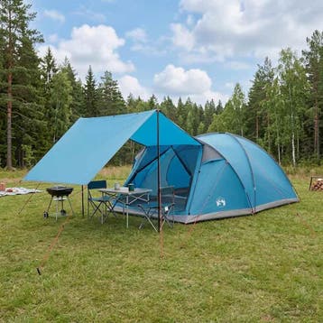 vidaXL Huisje Tent 8-persoons Blauw Polyester en Staal, Verzenden