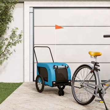 vidaXL Hondenfietstrailer oxford stof en ijzer blauw en, Dieren en Toebehoren, Verzenden, Nieuw