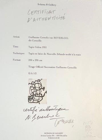 Corneille (1922-2010) - Tapis rectangle : Cobra 1951 - Petit