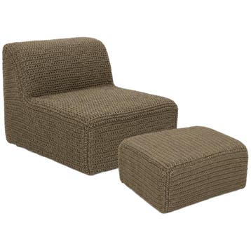Flamant Tuinset Fauteuil En Poef Kaylani - Nieuw in, Verzenden, Nieuw, Aluminium, Tuinset