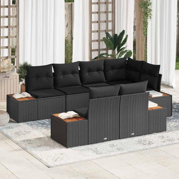 vidaXL Tuinbank Set 7 st 7-Aantal zitplaatsen Zwart, Verzenden