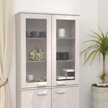 vidaXL Opzetkast HAMAR 85x35x100 cm massief grenenhout wit, Verzenden, Nieuw