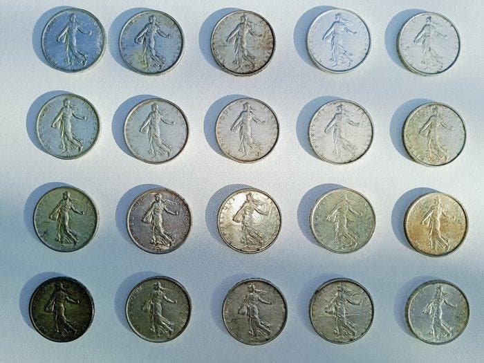 Frankrijk. 5 Francs 1960/1969 Semeuse (lot de 20 monnaies en, Timbres & Monnaies, Monnaies | Europe | Monnaies non-euro
