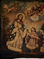 Cuzco Painting Peruvian School (Middle XX) - The Holy Family, Antiek en Kunst