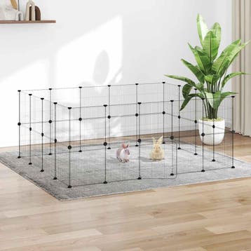 vidaXL Huisdierenkooi met deur 36 panelen 35x35 cm staal, Verzenden