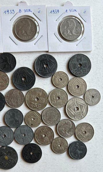 België. Leopold III. 1934/1947, lot 50 stuks (Zonder