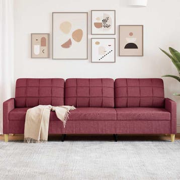 vidaXL Driezitsbank / zetel 210 cm stof wijnrood, Huis en Inrichting, Verzenden, Nieuw