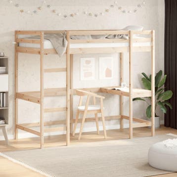 vidaXL Hoogslaper mer bureau massief grenenhout 100x200 cm, Verzenden