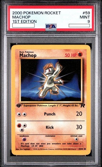 Graded card - Machop #059 *First Edition* - Pokemon Rocket, Hobby & Loisirs créatifs, Jeux de cartes à collectionner | Pokémon
