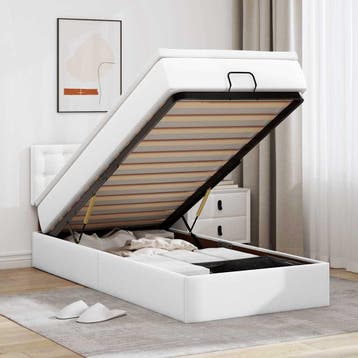 vidaXL Ottoman bed met matrassen en LEDs 100x200cm, Verzenden