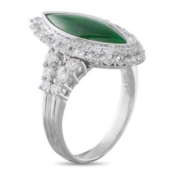 Bague Bague en platine de 0,75 ct avec diamant et jade,