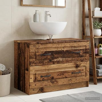 vidaXL Wastafel kabinet voor de badkamer UTRECHT Oud hout, Huis en Inrichting, Verzenden, Nieuw
