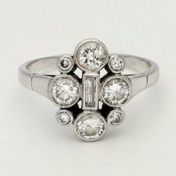 Ring - 14 karaat Witgoud Diamant (Natuurlijk)