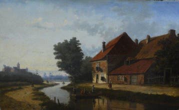 Johannes Frederik Hulk (1829-1911) - Rivierlandschap met
