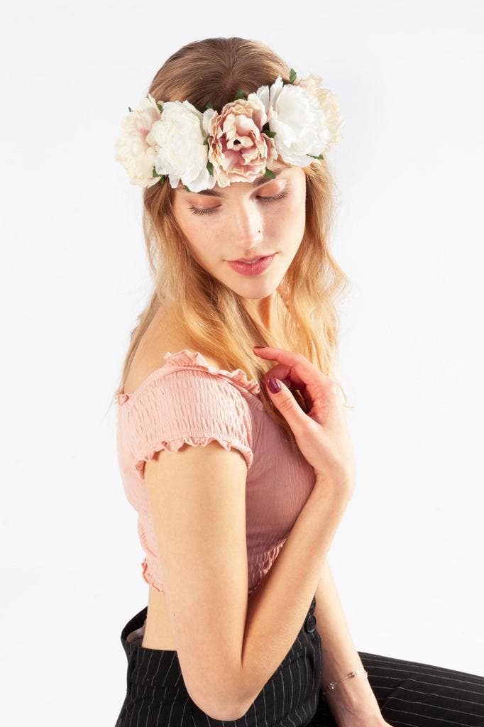 Bloemenkrans Haar Pioenrozen Wit Creme Lichtroze Bloemen Haa, Vêtements | Femmes, Costumes de carnaval & Vêtements de fête, Enlèvement ou Envoi