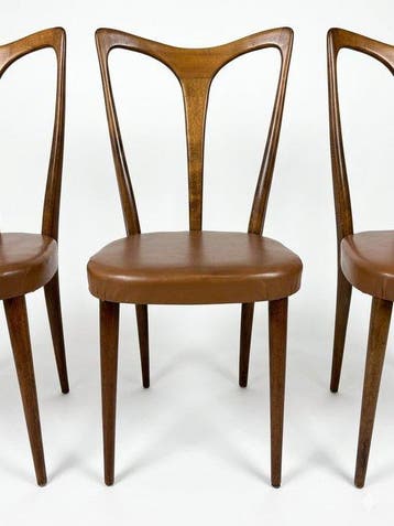 Stoel - Hout - Set van vijf vintage stoelen, Antiek en Kunst