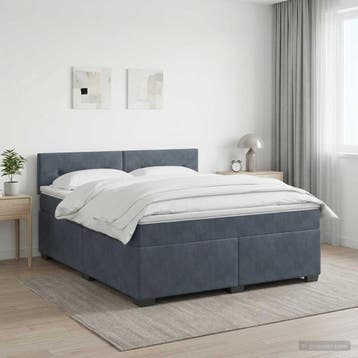 vidaXL Boxspringbed met matras Donkergrijs 140 x 190 cm, Verzenden