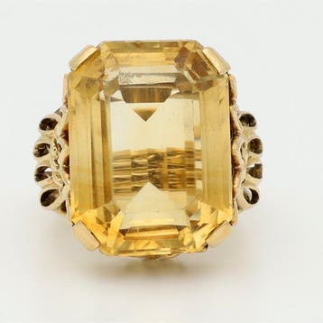Bague - 18 carats Or jaune Citrine