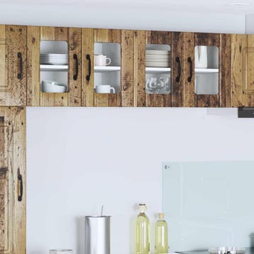 vidaXL Wandglas Kasten LUCCA 2 st Oud hout Bewerkt hout, Verzenden