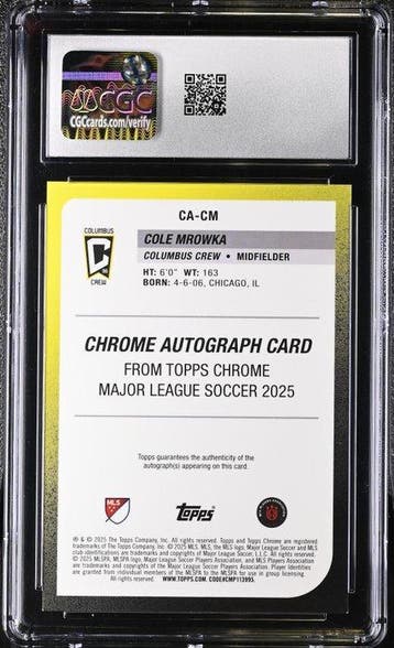 Panini Cole Mrowka Rookie Auto /199 Topps Chrome MLS 2025