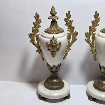 Cassolette - Bronze doré, Marbre blanc - Marbre blanc, Antiquités & Art