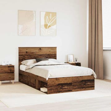 vidaXL Bedframe met hoofdeinde Oudhout 120 x 190 cm Massief, Huis en Inrichting, Slaapkamer | Bedden, Verzenden, Nieuw