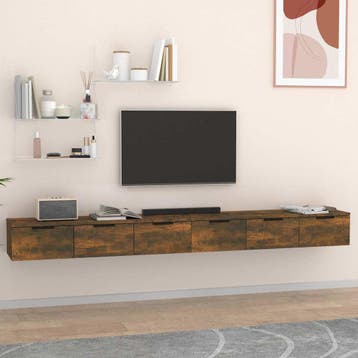 vidaXL Wandkasten 2 st 102x30x20 bewerkt hout gerookt, Verzenden