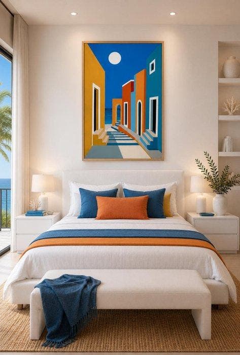 Nelson F. León - La Calle del Horizonte - XL- (NO Reserve), Antiek en Kunst, Kunst | Schilderijen | Modern