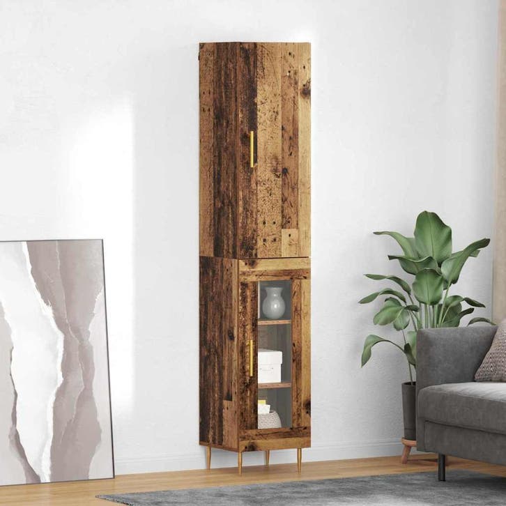 vidaXL Highboard 2 pcs Oud Hout Bewerkt hout, Huis en Inrichting, Kasten | Dressoirs, Nieuw, Verzenden