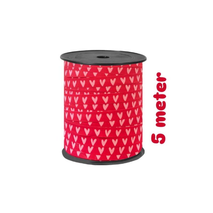5m Sierlint fuchsia met roze hartjes (Sierlint en Decoratie), Diversen, Cadeauverpakkingen, Nieuw, Ophalen of Verzenden