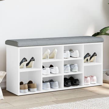 vidaXL Schoenenbank Wit 102x32x50 cm Bewerkt Hout, Huis en Inrichting, Verzenden, Nieuw