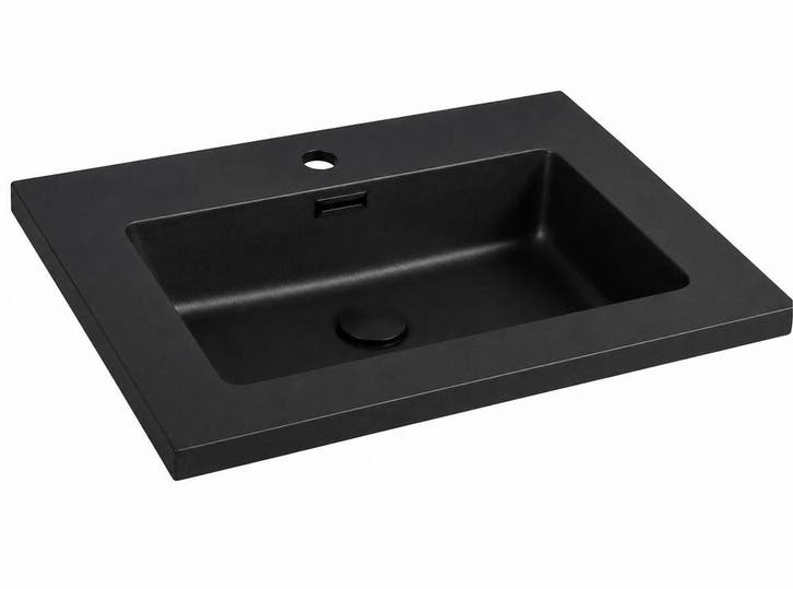 Badplaats Wastafel Angela 60 x 48 cm - Zwart - Wasbak, Huis en Inrichting, Badkamer | Badkamermeubels, Nieuw, Verzenden