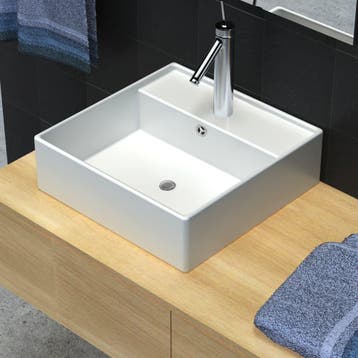 vidaXL Luxe wastafel met overloop en kraangat vierkant, Verzenden