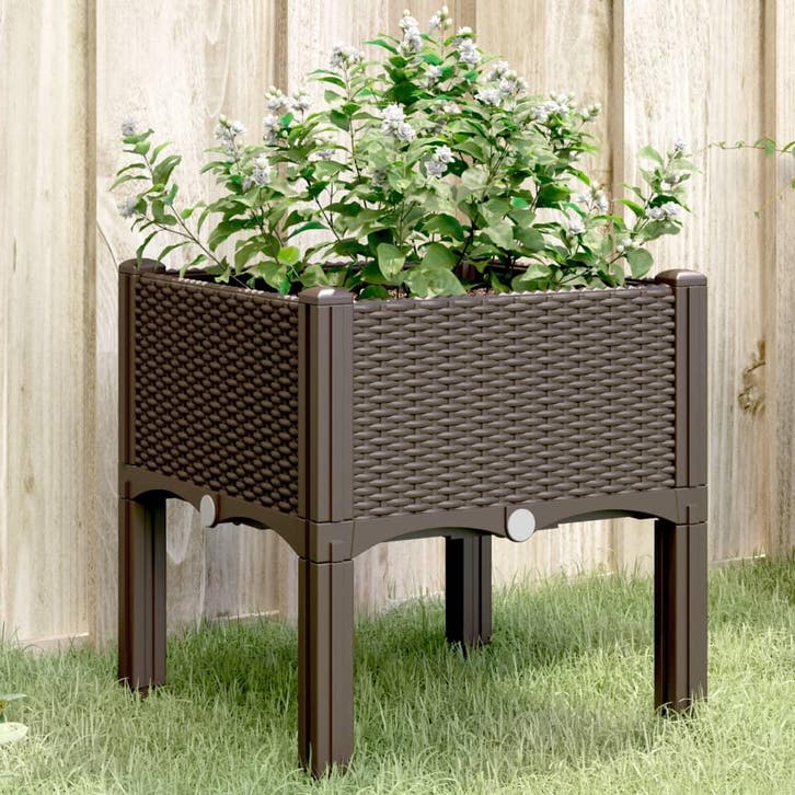 vidaXL Plantenbak met poten 40x40x42 cm polypropeen bruin, Tuin en Terras, Bloempotten, Nieuw, Verzenden
