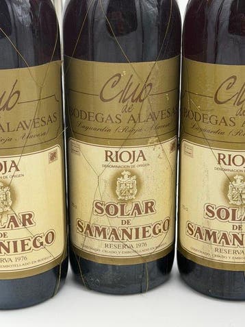 1976 Bodegas Alavesas, Solar de Samaniego (x3) & 1987, Verzamelen, Wijnen, Nieuw
