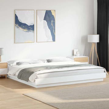 vidaXL Bedframe met LED-verlichting bewerkt hout wit 180x200, Huis en Inrichting, Slaapkamer | Bedden, Verzenden, Nieuw