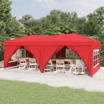 vidaXL Partytent inklapbaar met zijwanden 3x6 m rood, Verzenden