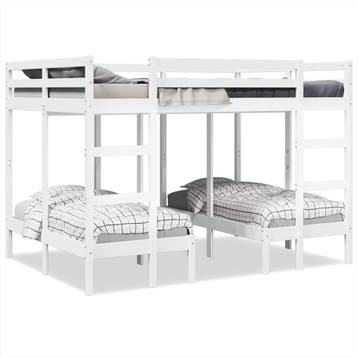 vidaXL Stapelbed 3-voudig grenenhout wit 140x200/70x140 cm, Verzenden, Nieuw