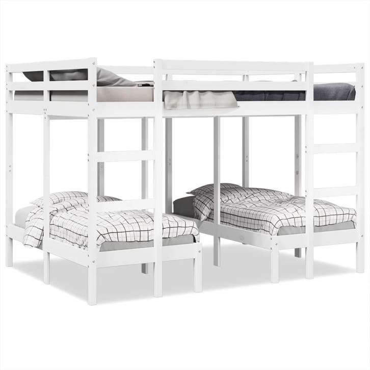 vidaXL Stapelbed 3-voudig grenenhout wit 140x200/70x140 cm, Maison & Meubles, Chambre à coucher | Lits, Envoi