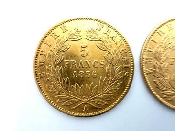 Frankrijk. Napoléon III. 5 Francs 1856/1860 (lot de 3, Postzegels en Munten