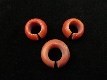 Oud-Egyptisch Faience decoratieve haarringen (3x) - 1.6 cm
