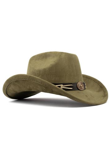 KIMU® Cowboyhoed Mosgroen Gevlochten Band Verstelbaar t/m 59, Ophalen of Verzenden, Nieuw