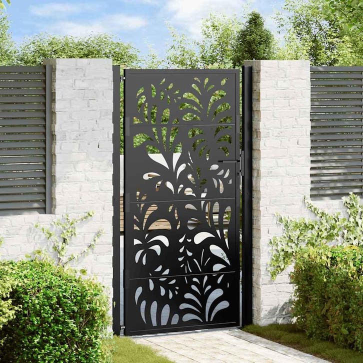 vidaXL Poort met golfontwerp 100x175 cm staal zwart, Tuin en Terras, Tuinpoorten, Nieuw, Verzenden