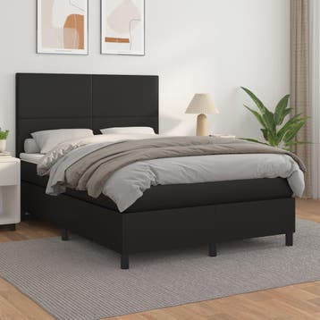 vidaXL Boxspring met matras kunstleer zwart 140x200 cm, Verzenden